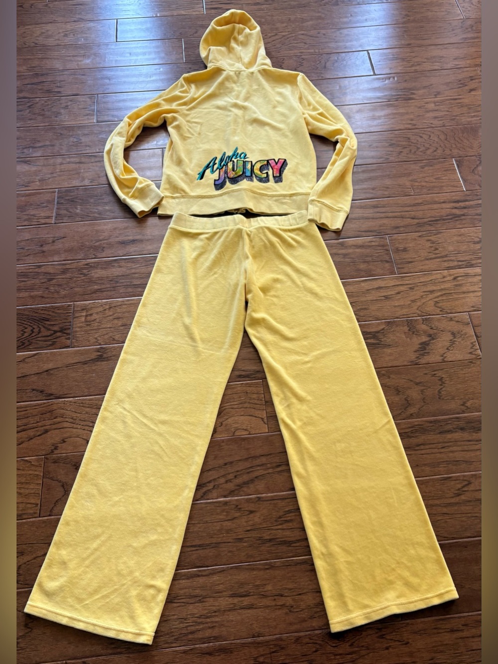 Juicy Couture Aloha Velour Track Suit Set Bright Yellow Bling